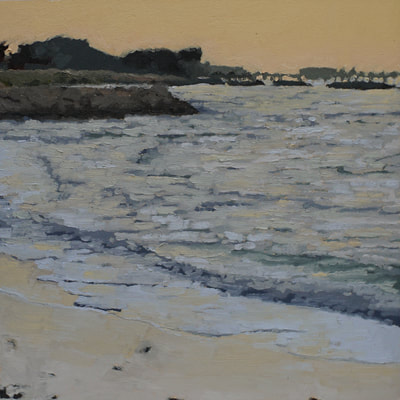 Seascape oil painting by Nicole Lamothe, Apollo Beach, FL sunset